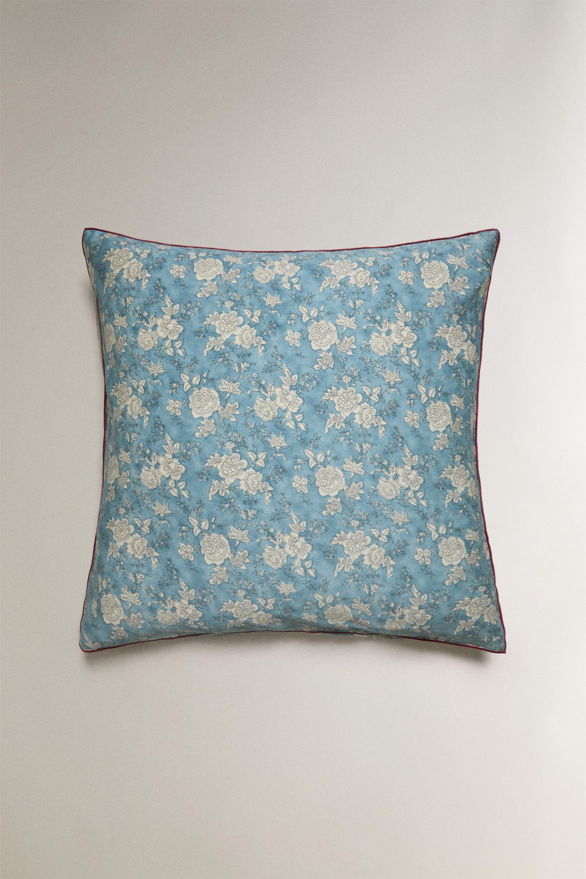 FLORAL SATEEN PILLOWCASE WITH PIPING